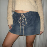 Vintage Denim Tie Up Skirt